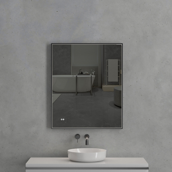 Зеркало с подсветкой AVS ZH 75x90 см, антипар, черное матовое