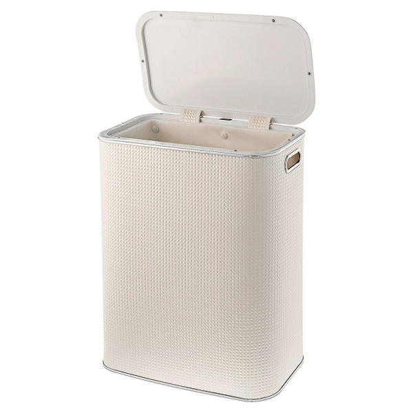 Корзина для белья Geralis NRWH-B 45x25 см белая/хром, с микролифтом