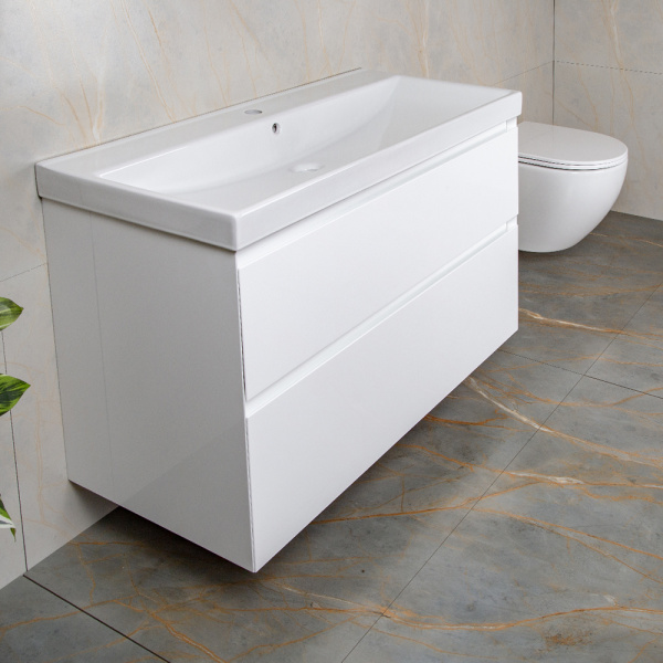 Тумба с раковиной AVS Гармония 100 белая (раковина 02 белая глянцевая)