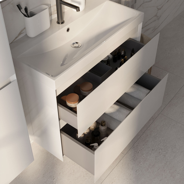 Тумба с раковиной AVS Гармония 80 SL белая