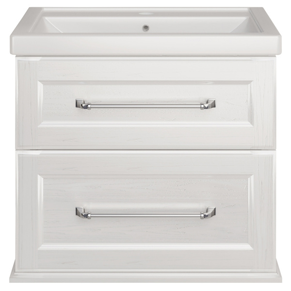 Тумба с раковиной ASB Wood Line Венеция 70 белая, патина серебро