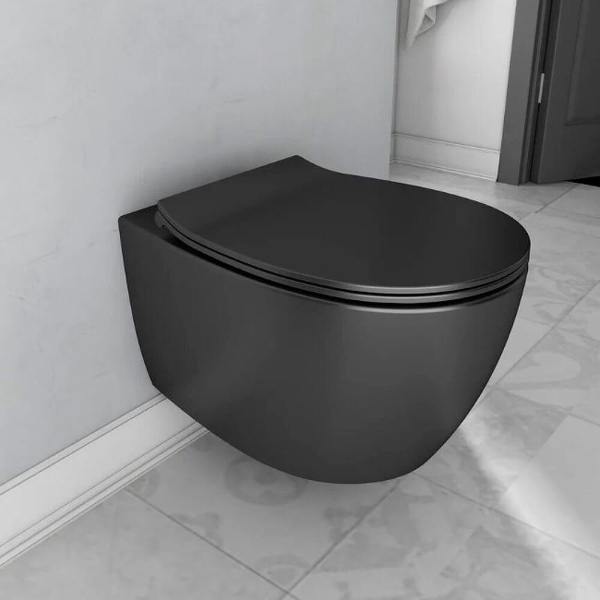 Унитаз подвесной ISVEA Sentimenti Neo 10AR02010SV-2N+40D40521I-S безободковый, черный матовый