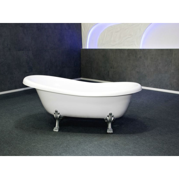 Ванна из искусственного камня Aqua de Marco Edelweiss 170x80 белая с ножками серебро