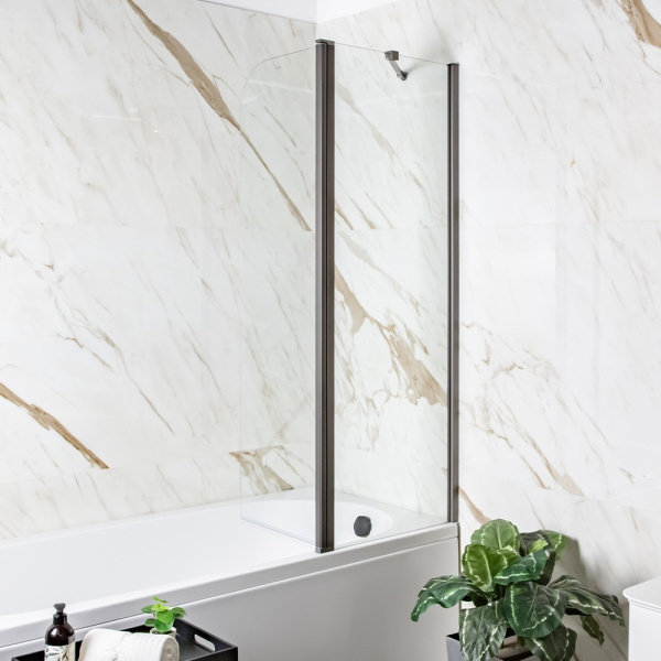 Шторка на ванну AVS Асти Дуо 100 см правая профиль оружейная сталь, прозрачное стекло