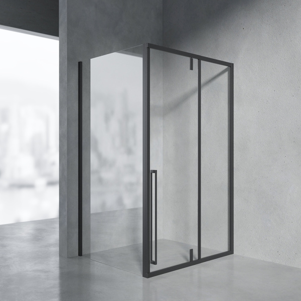 Боковая стенка AVS Акцент 100 профиль черный матовый, стекло прозрачное