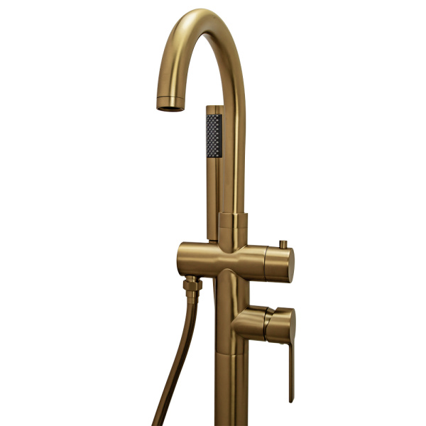 Смеситель для ванны с душем AVS Elegant напольный, брашированное золото
