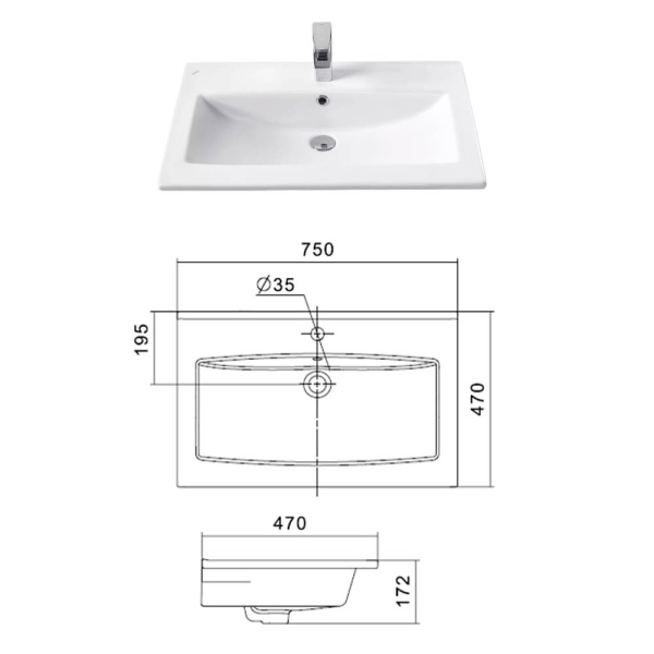 Тумба с раковиной подвесная 75 Сохо Акватон 1A2581K1AJA00