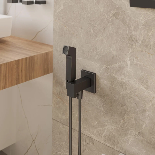 Гигиенический душ со смесителем Hansgrohe Ecosmart+ 29233670 С ВНУТРЕННЕЙ ЧАСТЬЮ, черный матовый