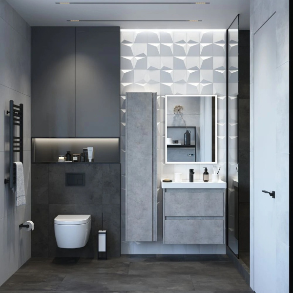 Тумба с раковиной Briz Чикаго 60 светло-серый бетон