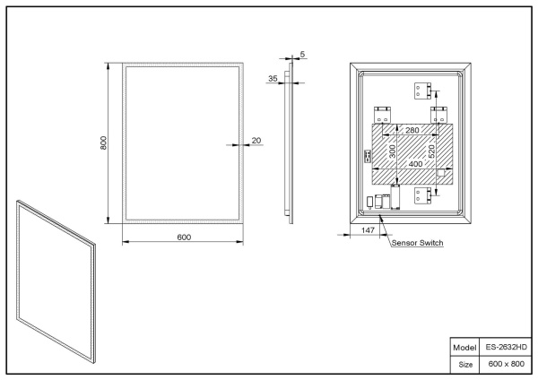 Зеркало 600х800 Led антизапотевание Esbano ES-2632HD